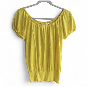 Rebecca Moses Off-Shoulder Top 70% Silk 30% Linen Vibrant Yellow Women’s S
